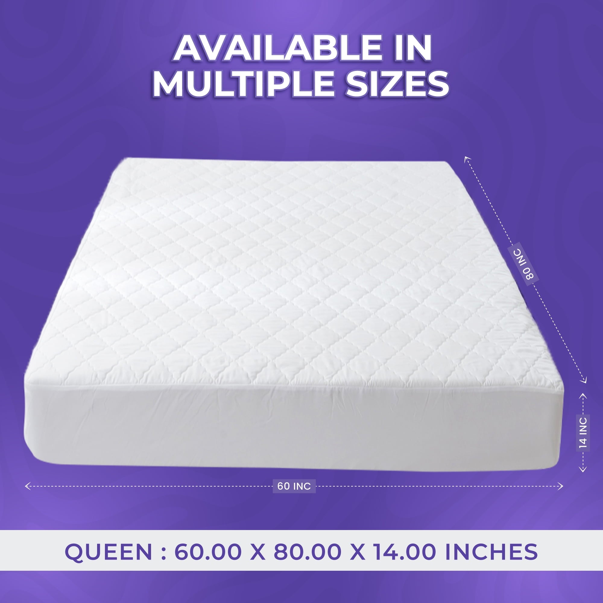 Tawfeeq Linens Waterproof Mattress Protector - Queen - Quilted, Breathable & Noiseless with Deep Pocket Elastic Skirt