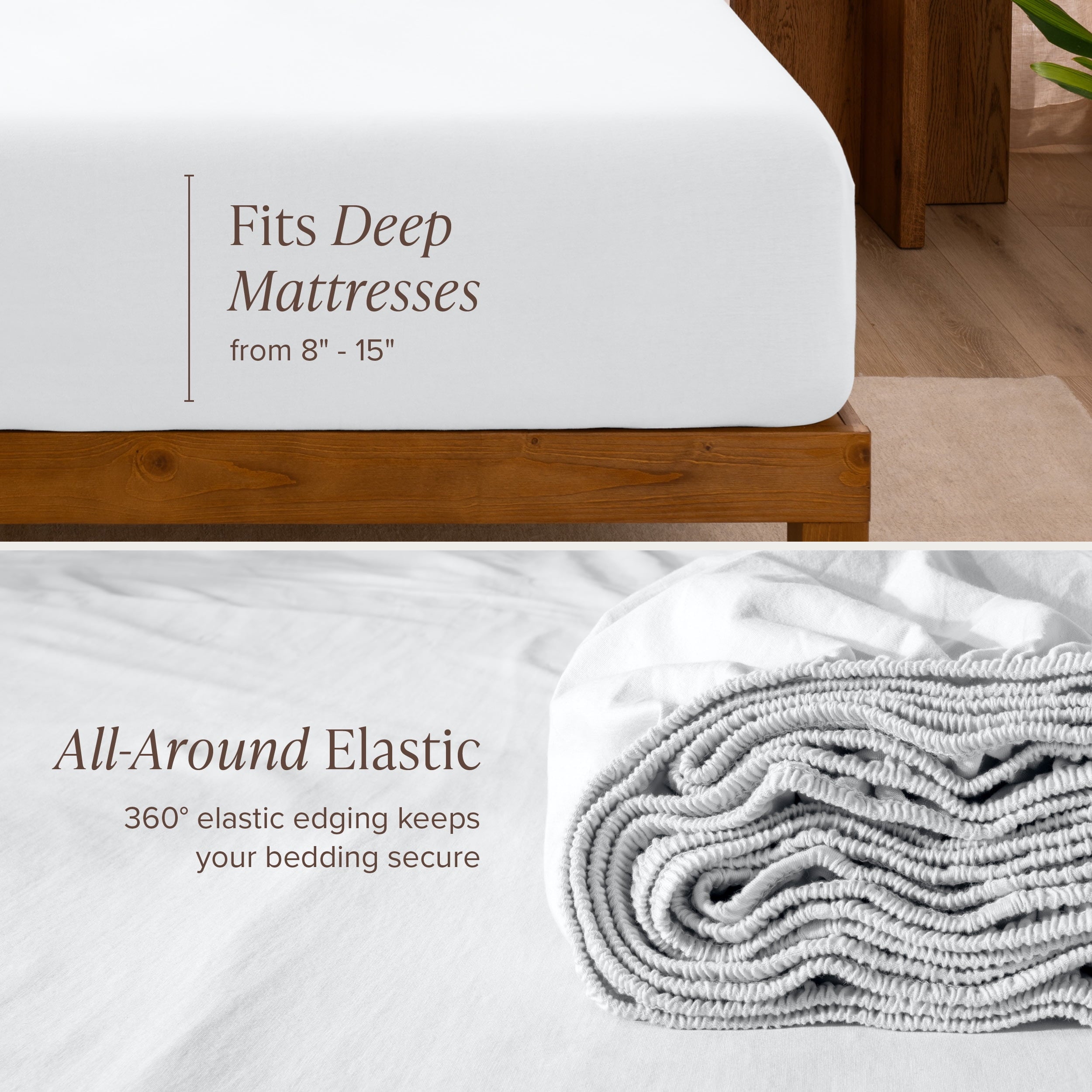 Bare Home Organic Jersey Sheet Set - 100% Organic Cotton - Deep Pocket - 4 Piece - Queen, White