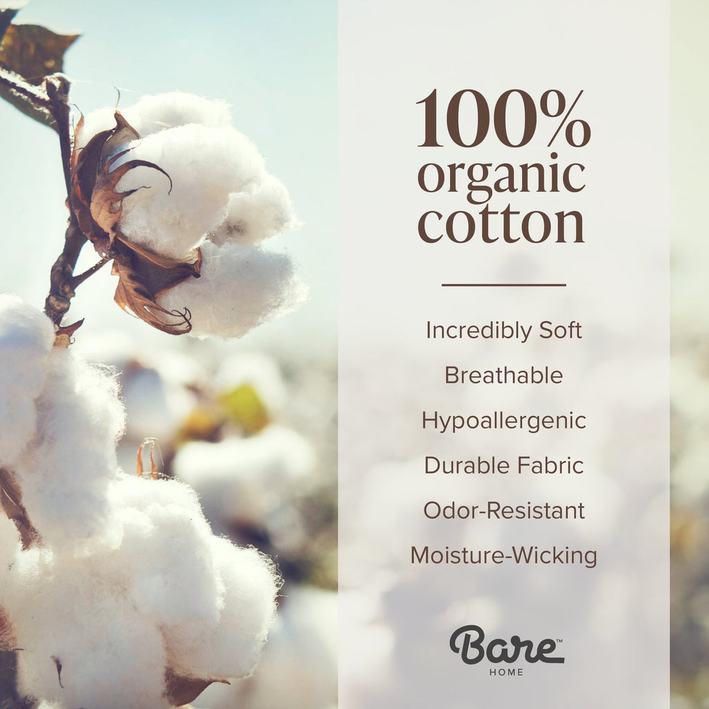 Bare Home Organic Jersey Sheet Set - 100% Organic Cotton - Deep Pocket - 4 Piece - Queen, White