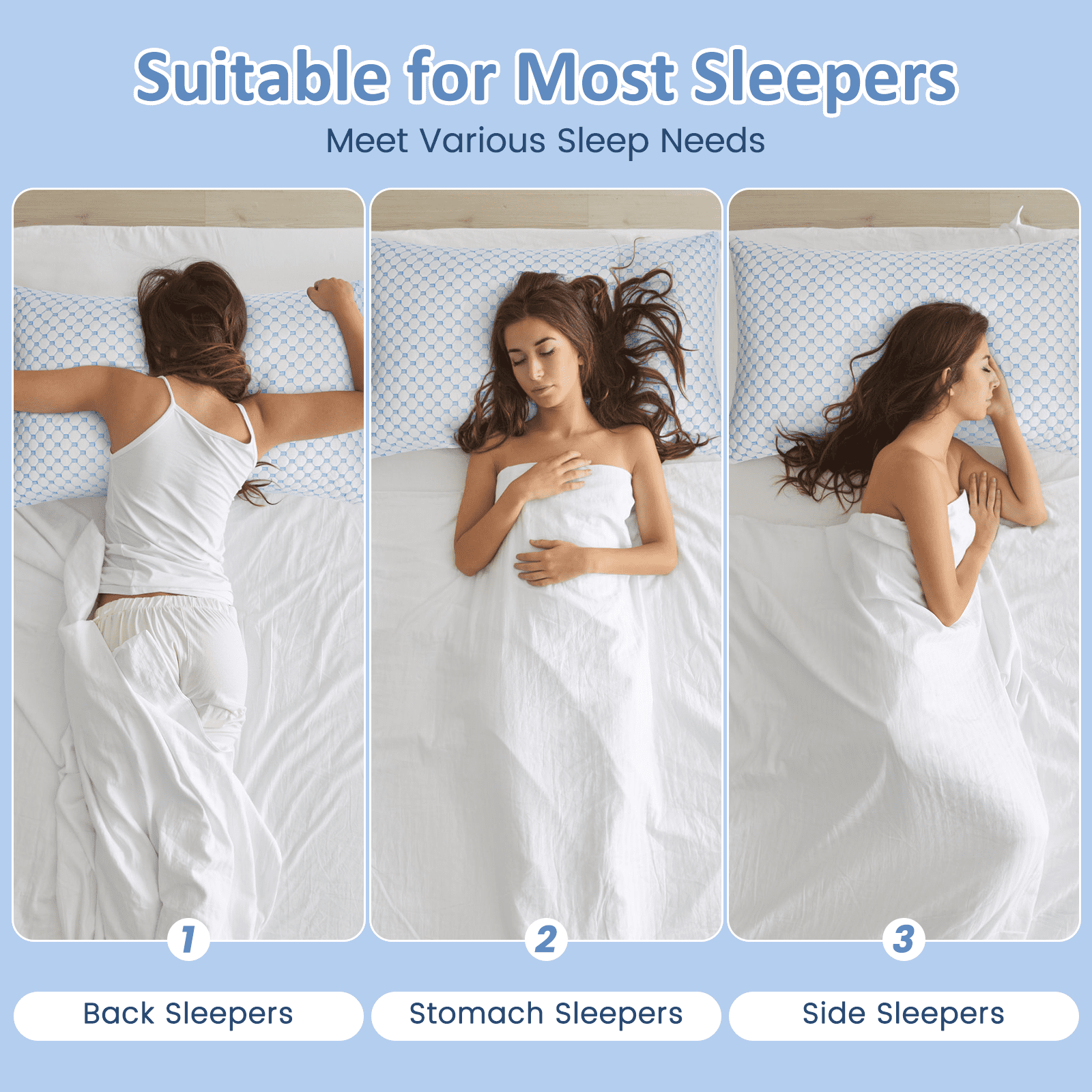 Cooling Bed Pillows Standard Size Set of 2, Shredded Memory Foam Pillows Adjustable Cool Pillow for Side Back Stomach Sleepers Luxury Gel Pillows with Washable Removable Cover