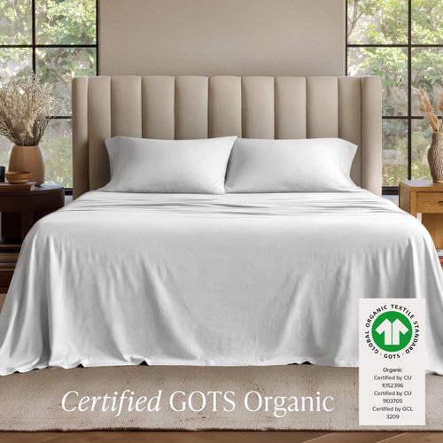 Bare Home Organic Jersey Sheet Set - 100% Organic Cotton - Deep Pocket - 4 Piece - Queen, White