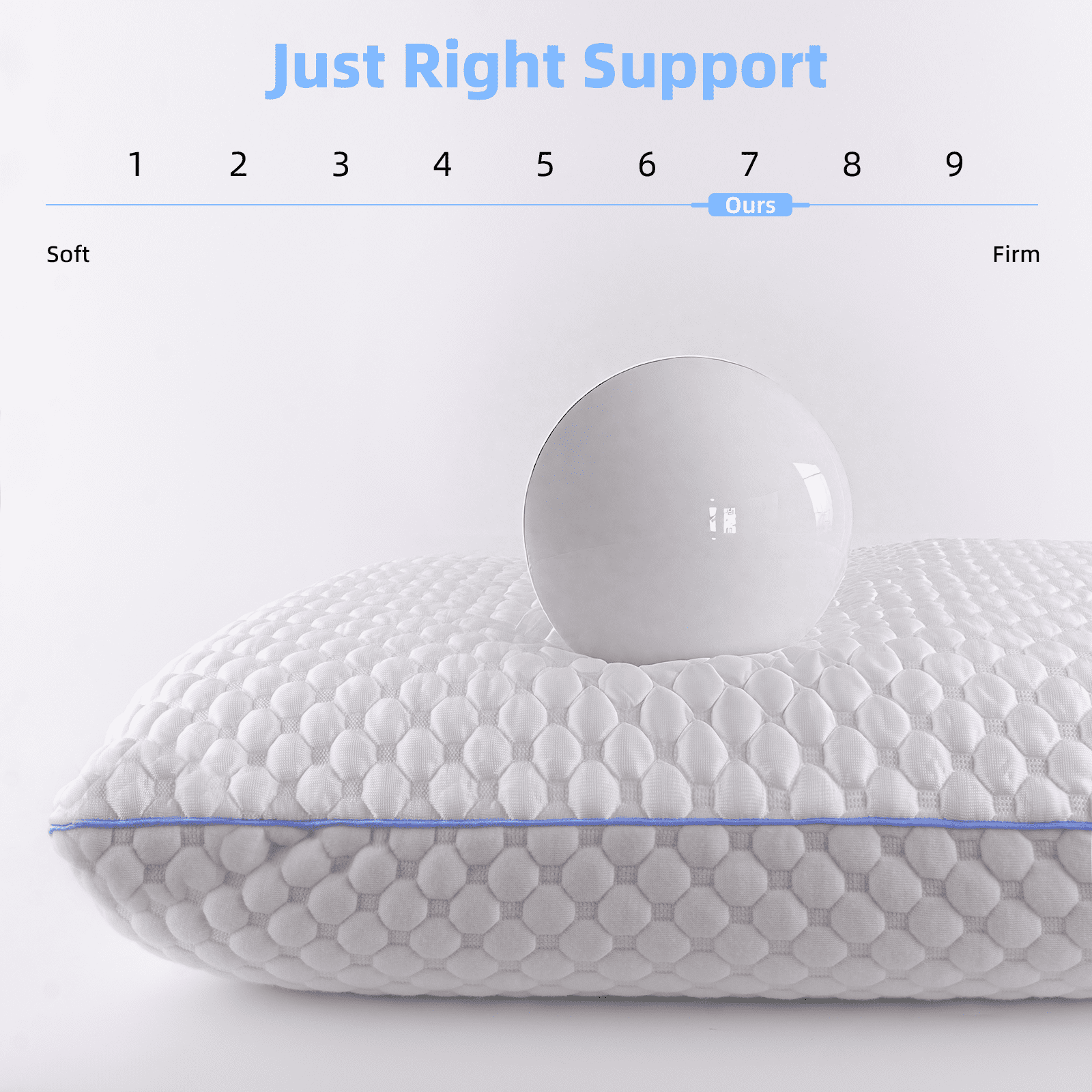 COOKEY Cooling Gel Memory Foam Pillow for Sleeping, Firm Bed Pillow with Washable Cover, for Side, Back and Stomach Sleepers,Standard Size 16" x 24"