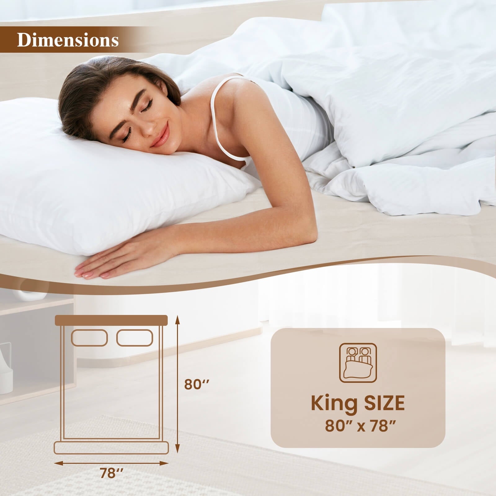 Electric Heated Mattress Pad Safe King 8 Temperature 10h Timer