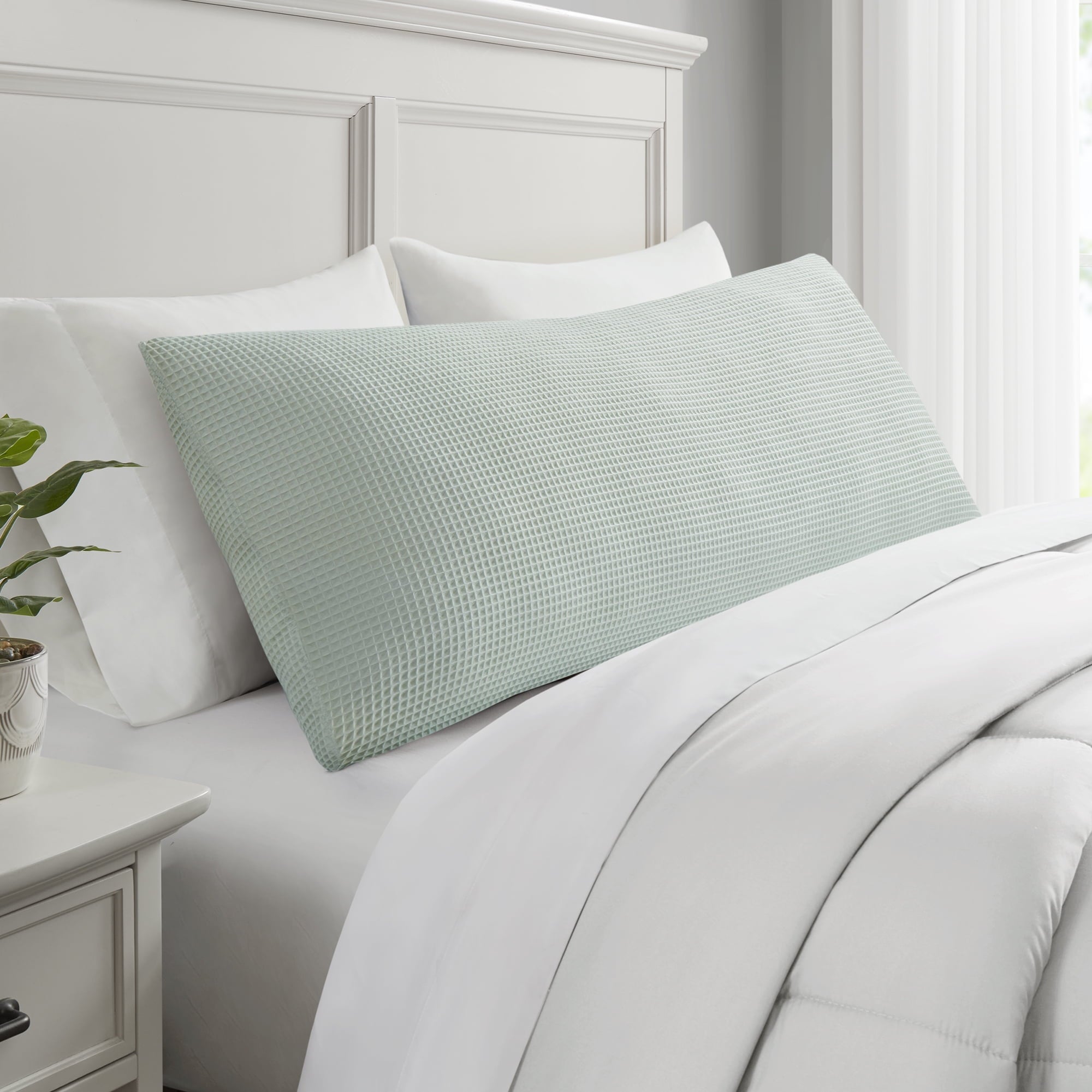 Mainstays Body Pillowcase – Waffle Weave – Light Green – 20"x52" – 1 Pack