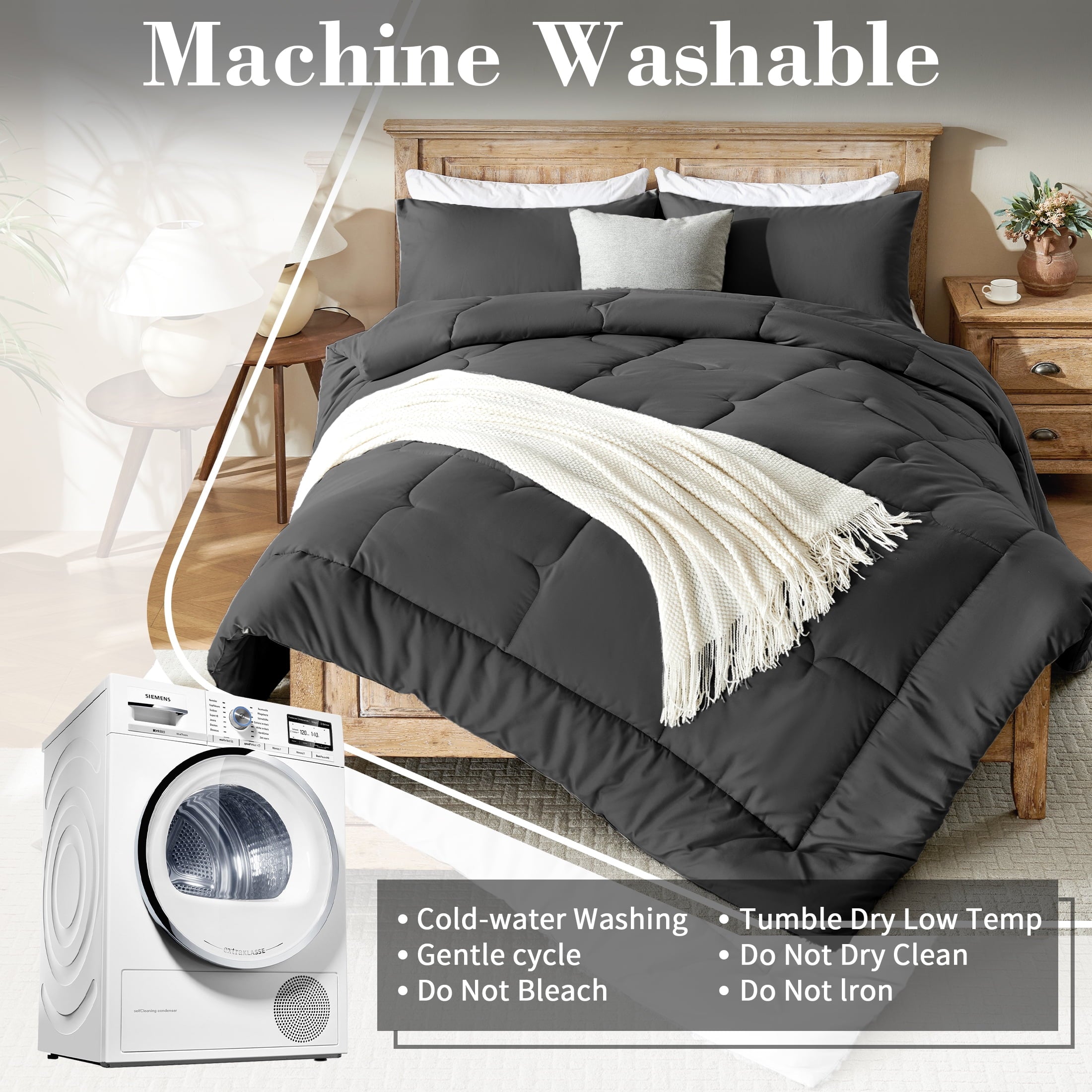 CIVETET 3-Piece Queen Comforter Set - All-Season Down Alternative Bedding Bundle with 2 Pillow Shams, Premium Soft Bedding Set Machine Washable