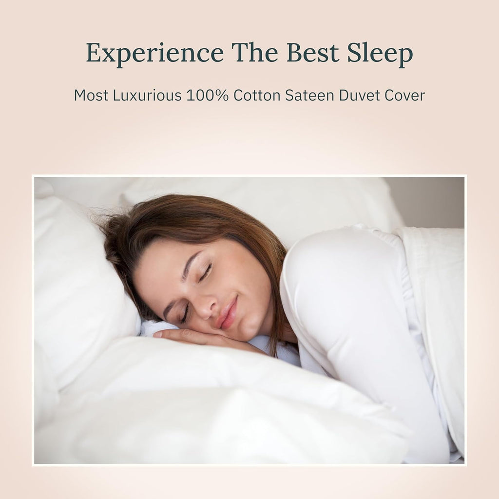 California Design Den White Duvet Cover Queen - 400 Thread Count 100% Cotton, Quality Comforter Cover, Soft Sateen, Bright White