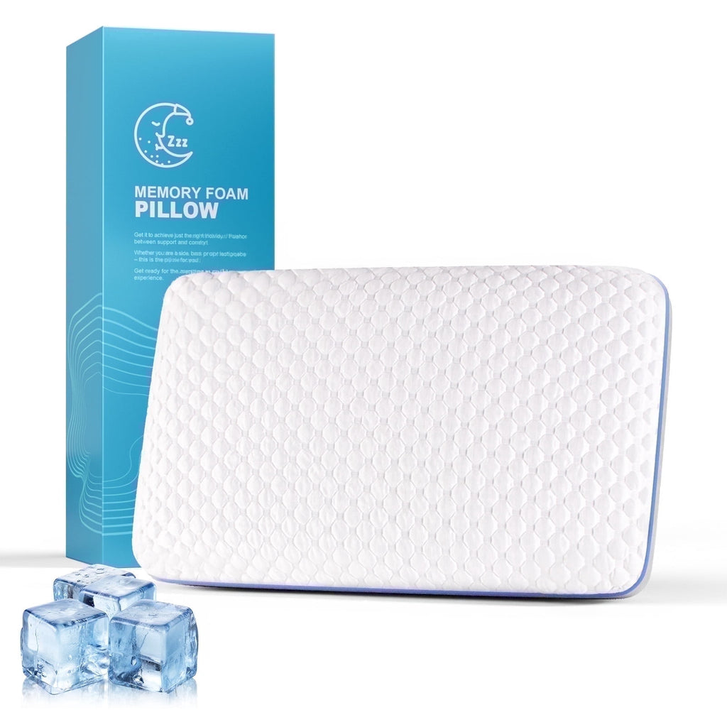 COOKEY Cooling Gel Memory Foam Pillow for Sleeping, Firm Bed Pillow with Washable Cover, for Side, Back and Stomach Sleepers,Standard Size 16" x 24"