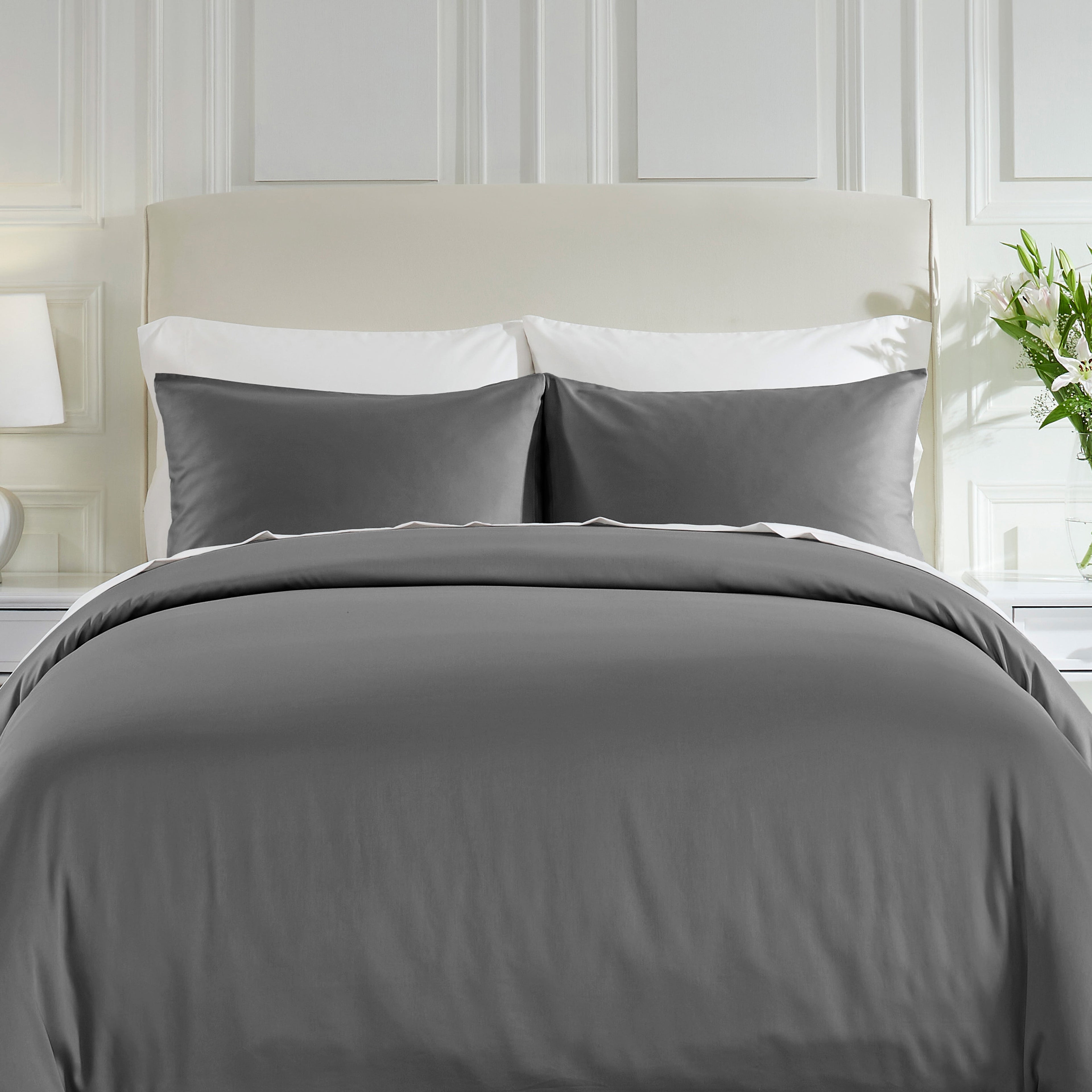 California Design Den White Duvet Cover Queen - 400 Thread Count 100% Cotton, Quality Comforter Cover, Soft Sateen, Bright White
