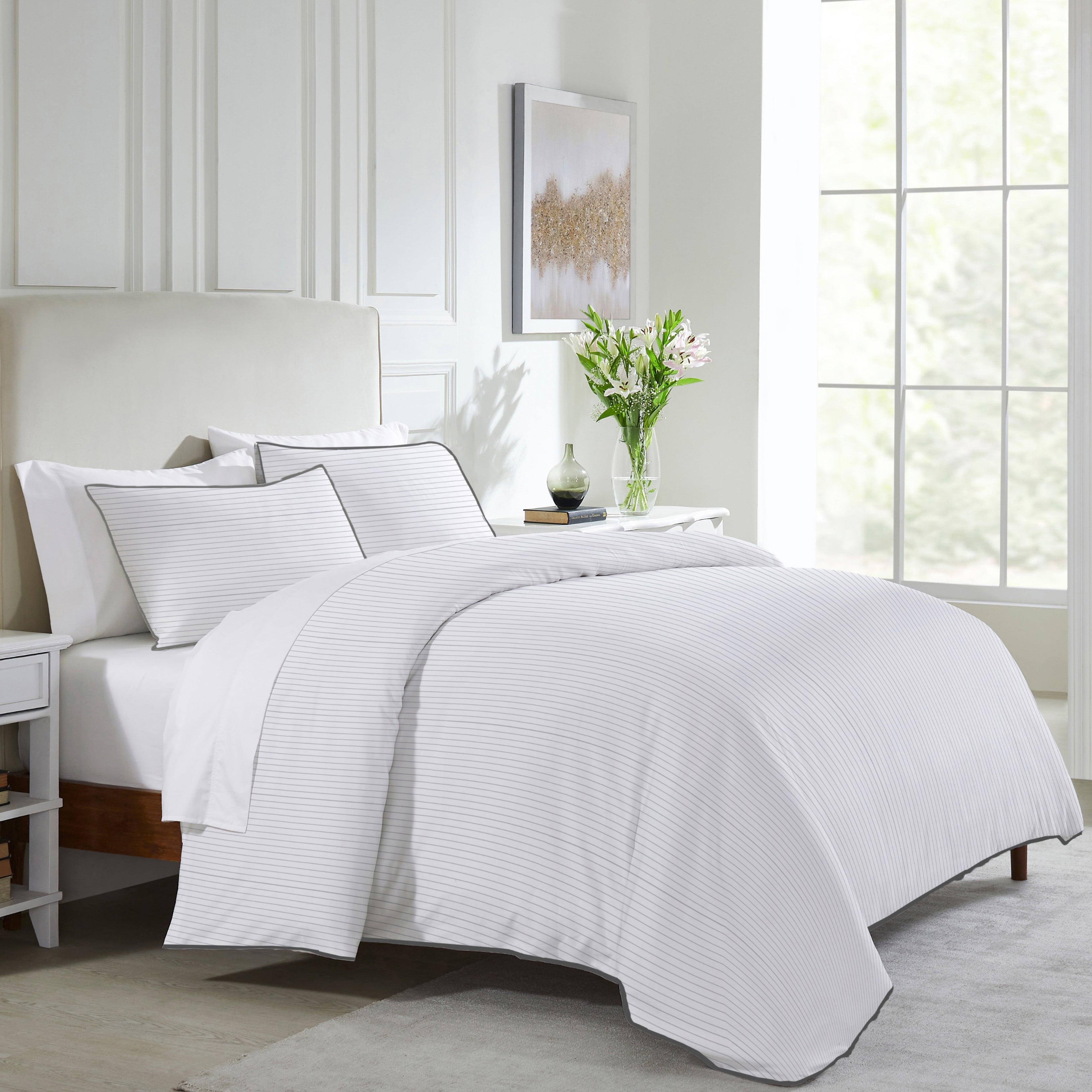 California Design Den White Duvet Cover Queen - 400 Thread Count 100% Cotton, Quality Comforter Cover, Soft Sateen, Bright White