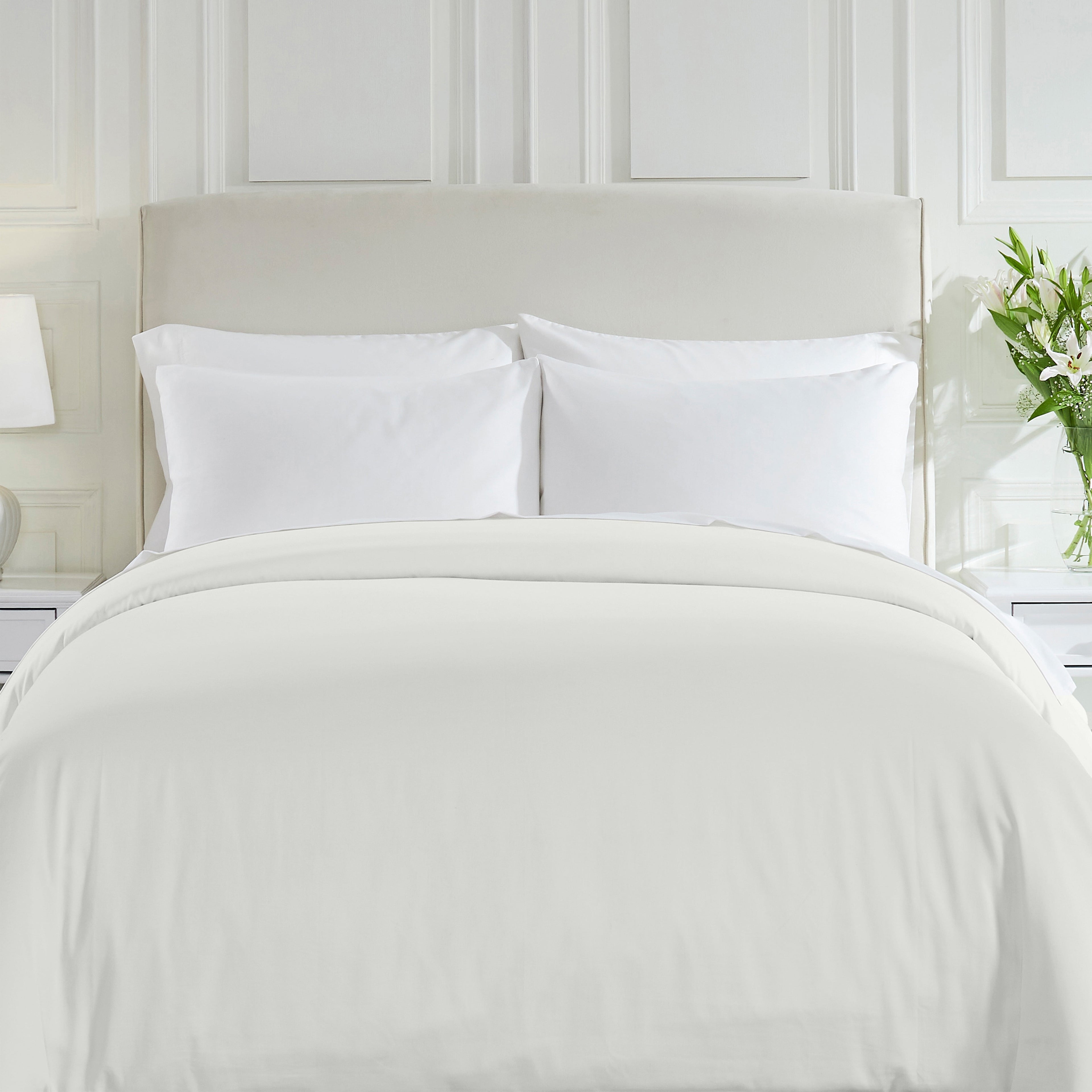 California Design Den White Duvet Cover Queen - 400 Thread Count 100% Cotton, Quality Comforter Cover, Soft Sateen, Bright White