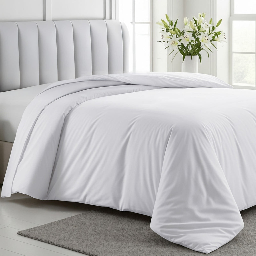 California Design Den White Duvet Cover Queen - 400 Thread Count 100% Cotton, Quality Comforter Cover, Soft Sateen, Bright White
