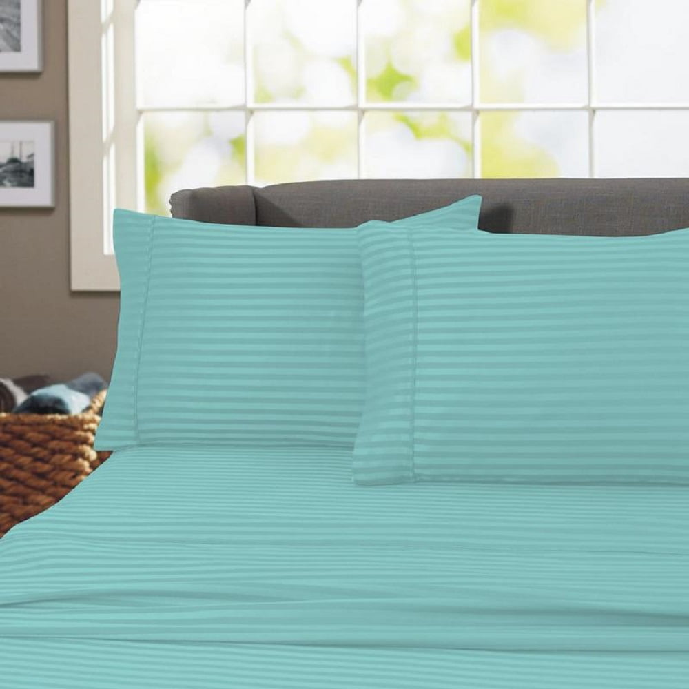 Hotel 600 Thread Count 100% Egyptian Cotton Quality Striped Sheet Set (Twin, White)