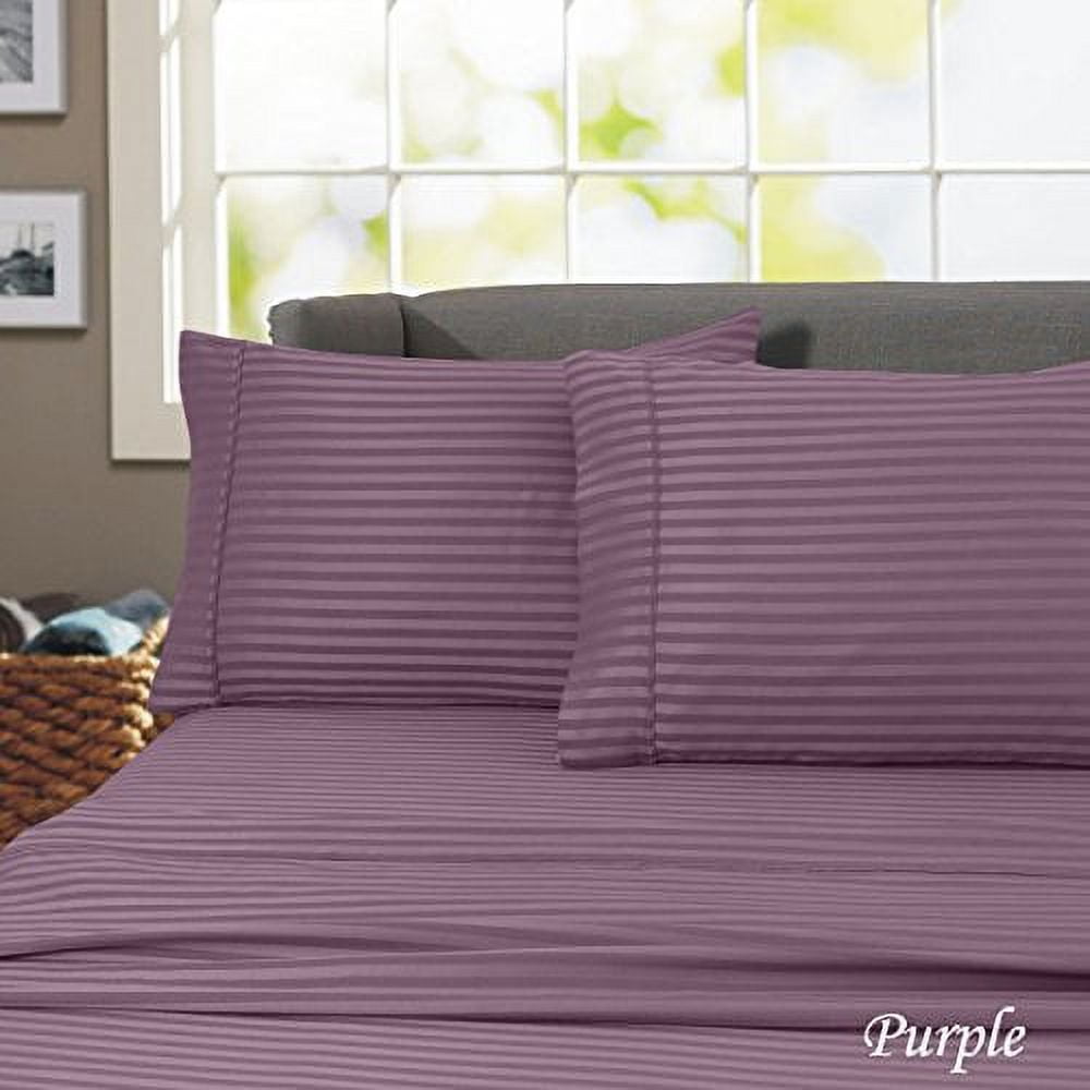 Hotel 600 Thread Count 100% Egyptian Cotton Quality Striped Sheet Set (Twin, White)