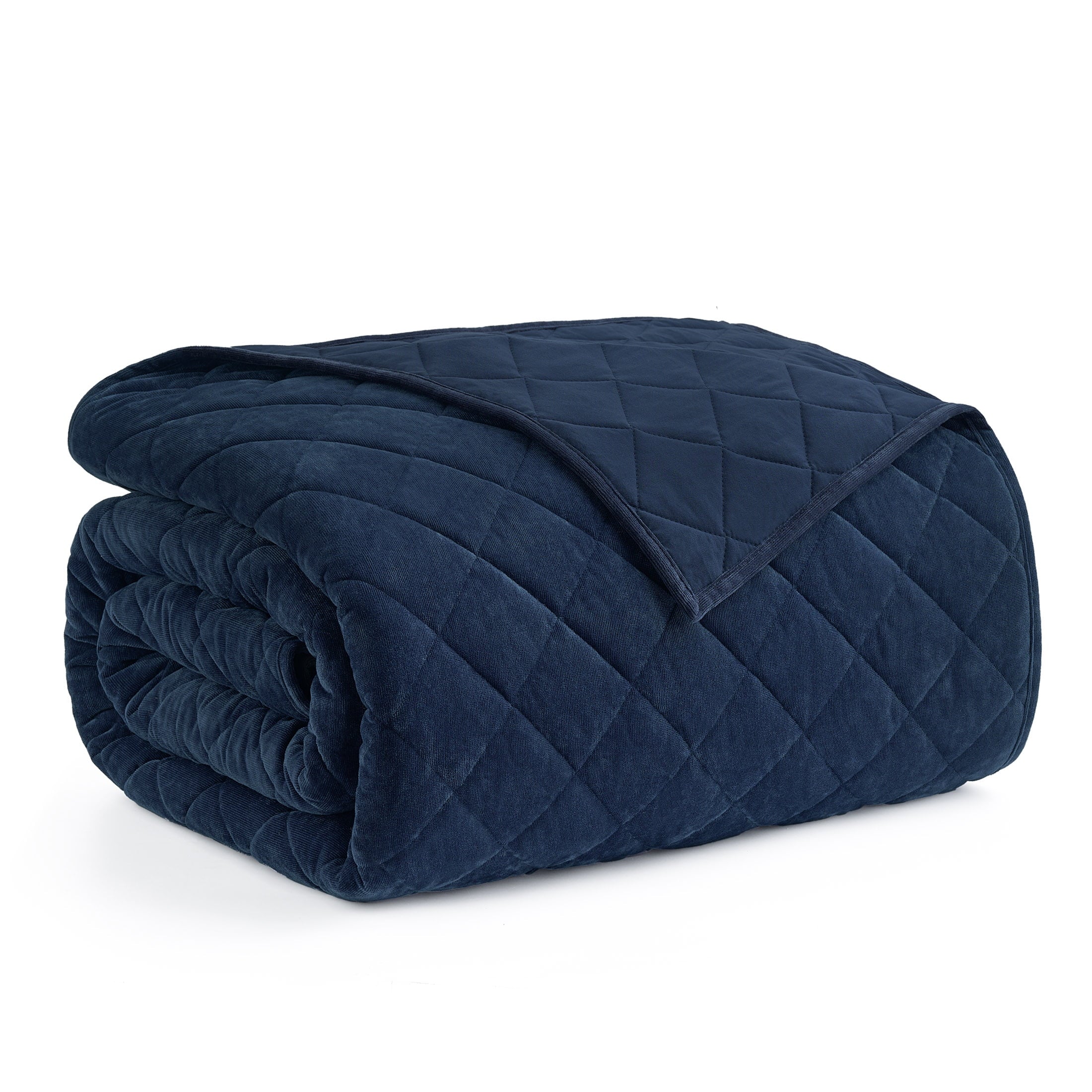 Pawz Navy Blue Full/Queen 90"x92" Soft Corduroy and Microfiber Velvet Quilt, for Adults and Teens