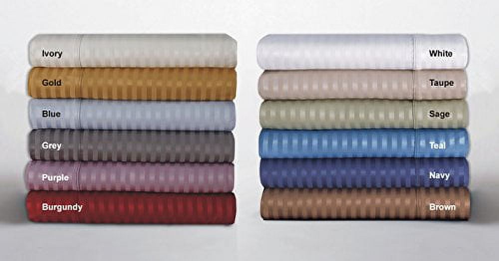 Hotel 600 Thread Count 100% Egyptian Cotton Quality Striped Sheet Set (Twin, White)