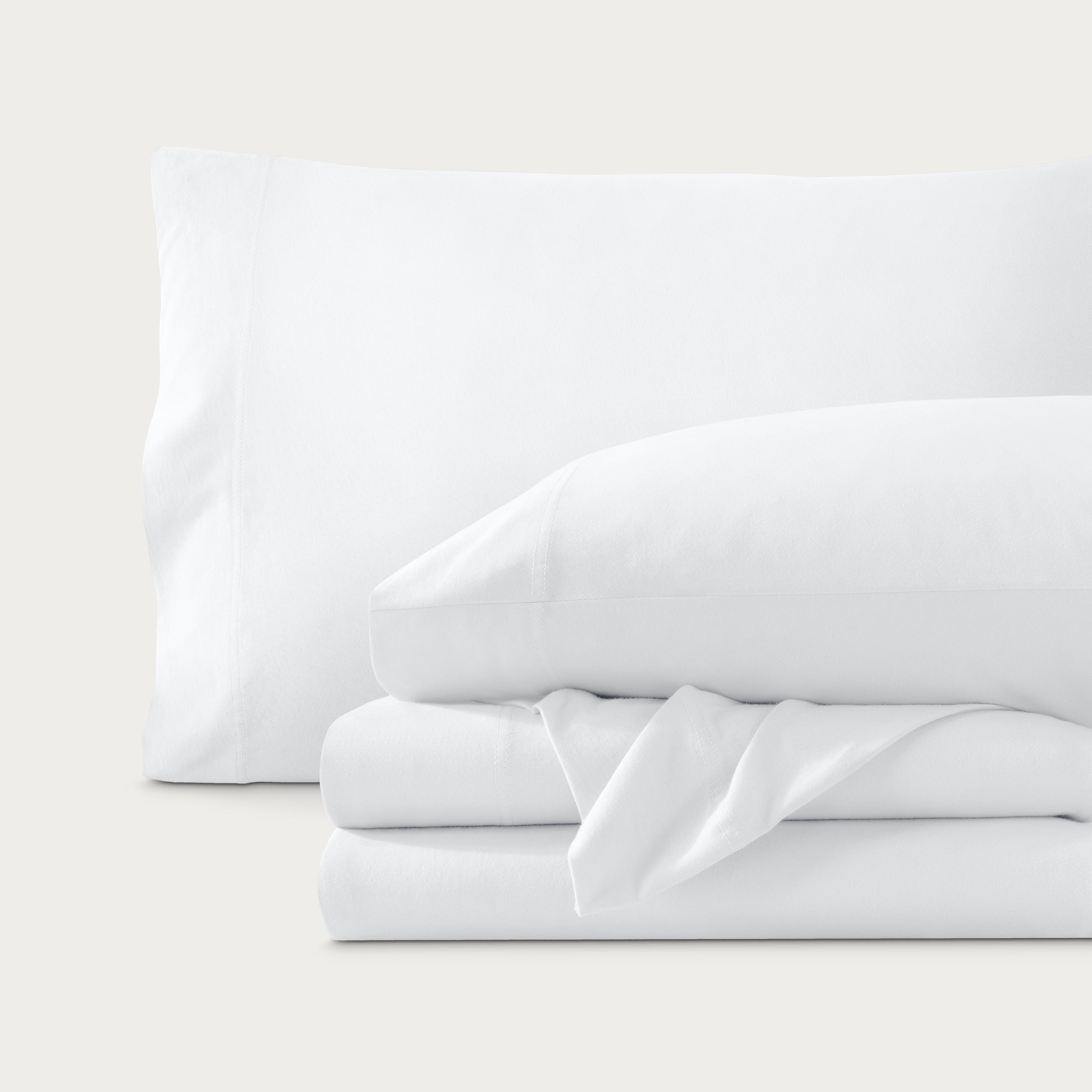 Bare Home Organic Jersey Sheet Set - 100% Organic Cotton - Deep Pocket - 4 Piece - Queen, White