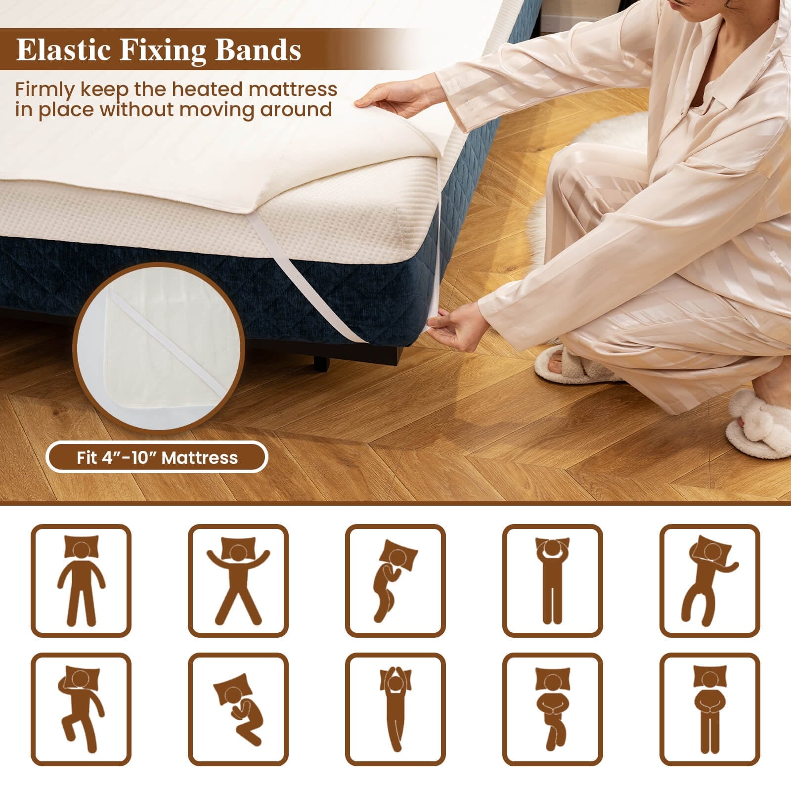 Electric Heated Mattress Pad Safe King 8 Temperature 10h Timer