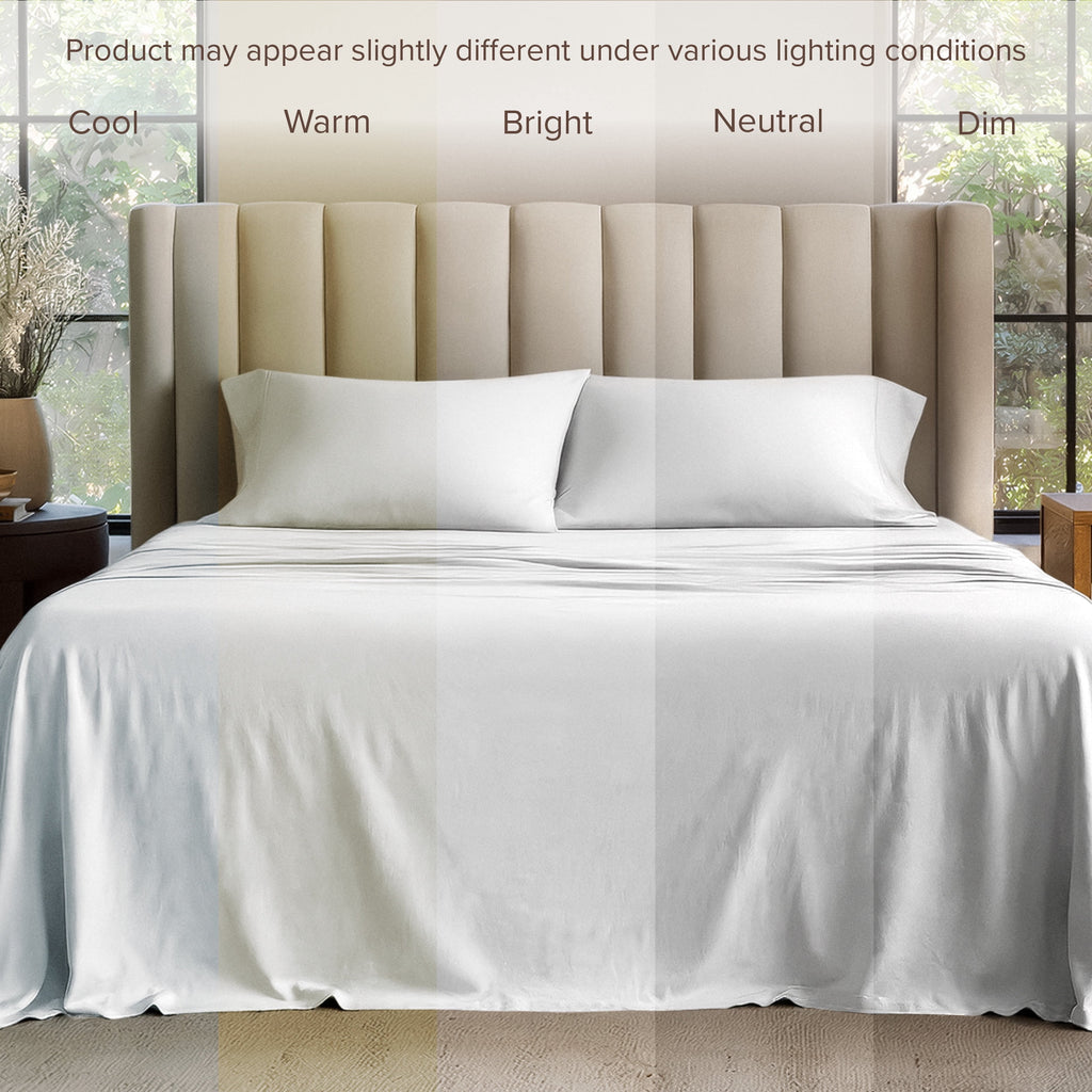 Bare Home Organic Jersey Sheet Set - 100% Organic Cotton - Deep Pocket - 4 Piece - Queen, White