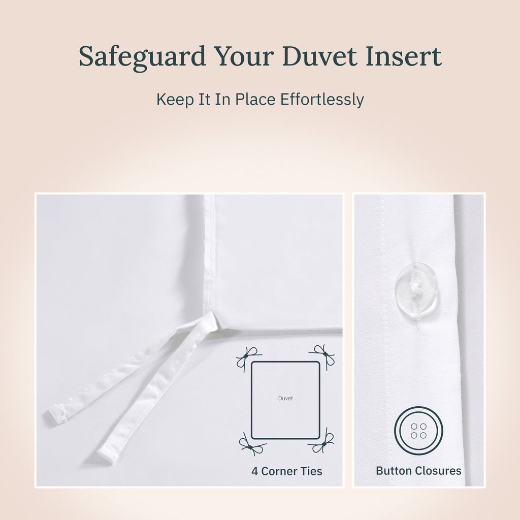 California Design Den White Duvet Cover Queen - 400 Thread Count 100% Cotton, Quality Comforter Cover, Soft Sateen, Bright White