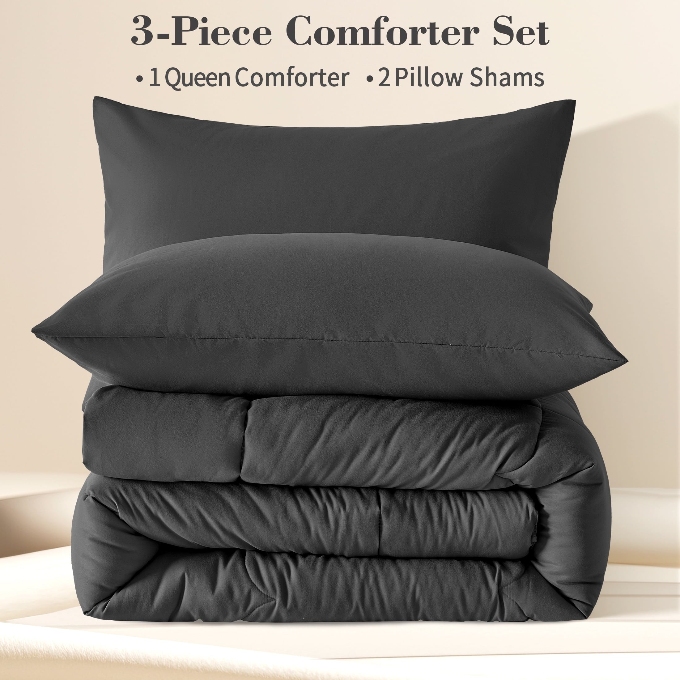CIVETET 3-Piece Queen Comforter Set - All-Season Down Alternative Bedding Bundle with 2 Pillow Shams, Premium Soft Bedding Set Machine Washable