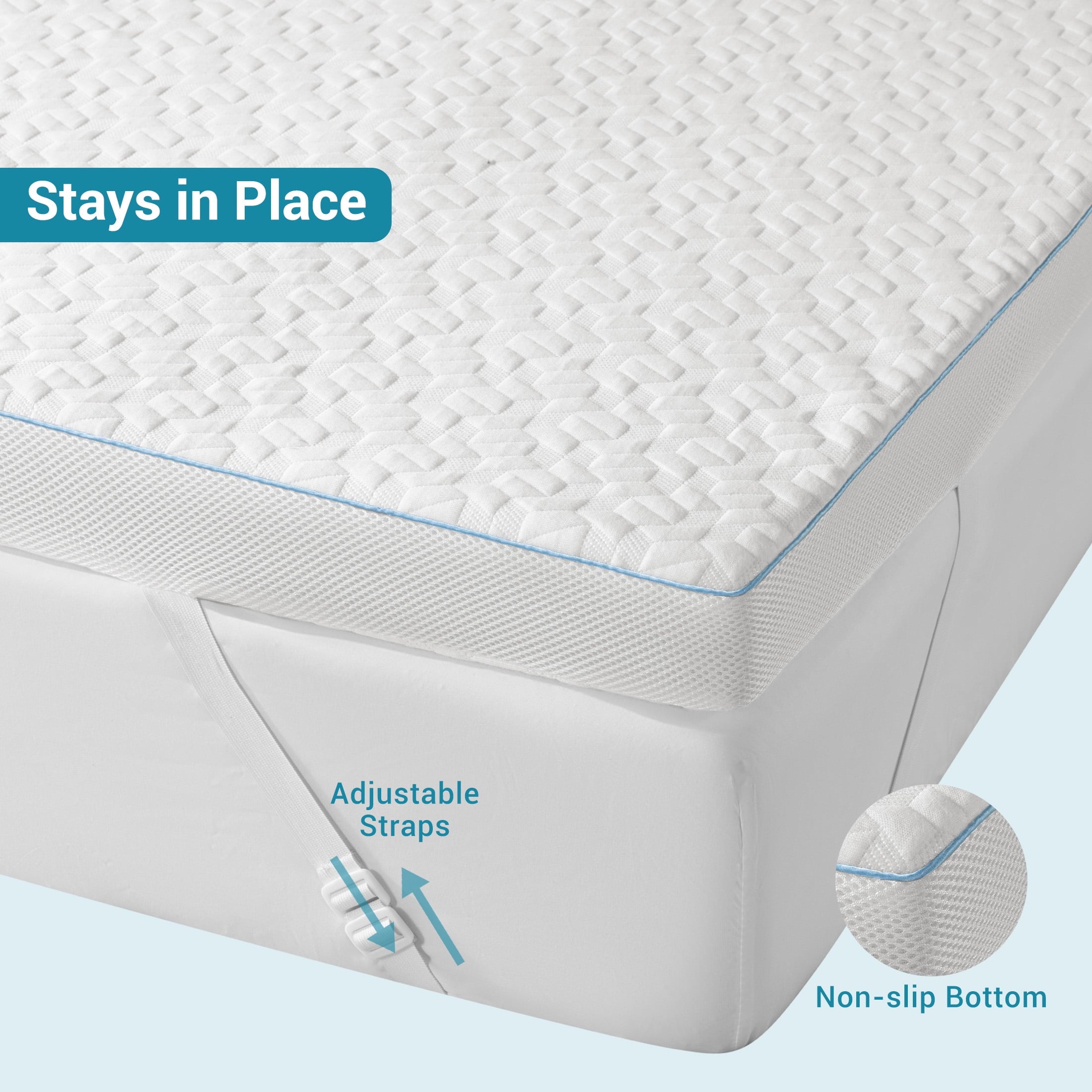 SONORO KATE 3 Inch Gel Memory Foam Mattress Topper with Cooling Bamboo Cover, High Density Non-Slip Mattress Pad for Pressure Relief, CertiPUR-US Certified, Queen