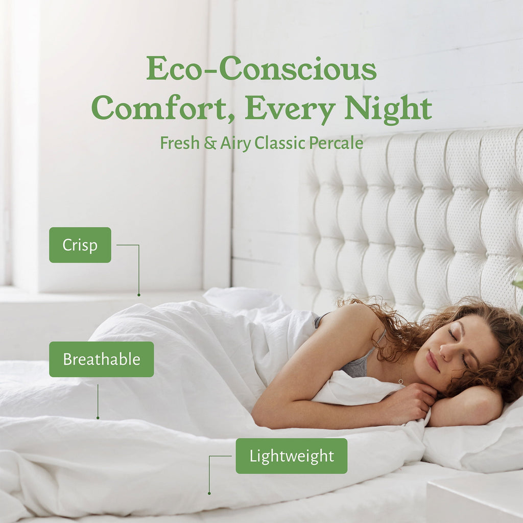 California Design Den Queen Sheets, 100% Organic Cotton Sheets - Percale Sheets - Soft, Crisp Sheets, Deep Pockets, 4 Piece Bed Sheet Set, Bright White