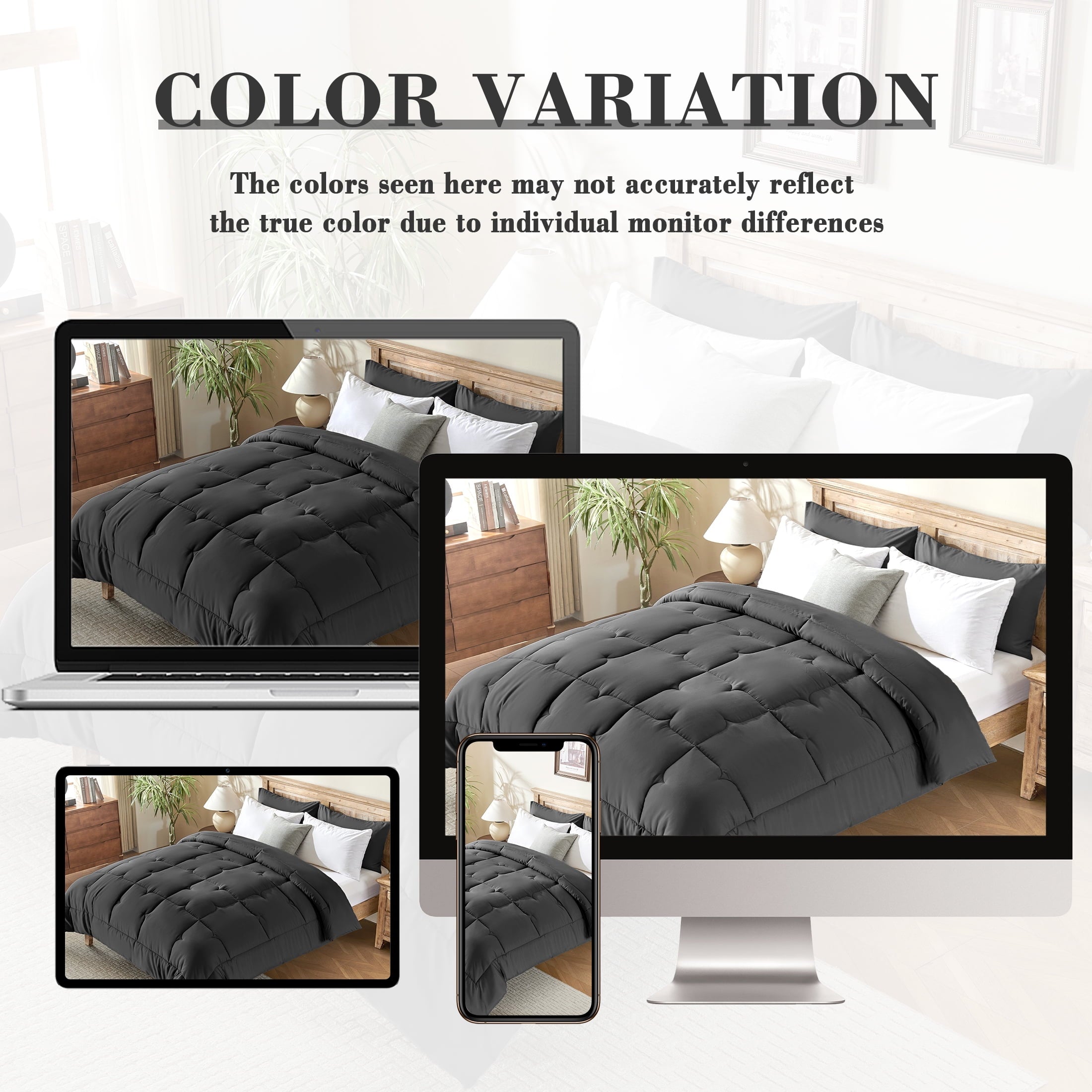 CIVETET 3-Piece Queen Comforter Set - All-Season Down Alternative Bedding Bundle with 2 Pillow Shams, Premium Soft Bedding Set Machine Washable